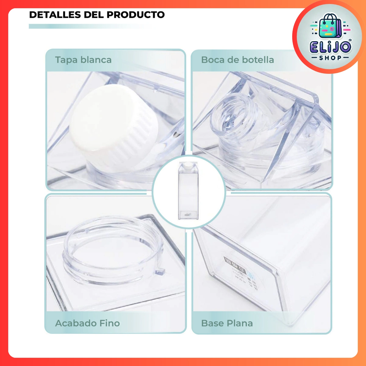 Botella 1 Litro Diseño Cartón de Leche – Moderna, Práctica y Súper Original - Imagen 4